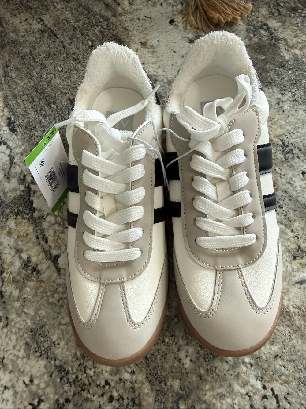Dolce Vita White, Black & Tan Lace-Up Athletic Sneaker